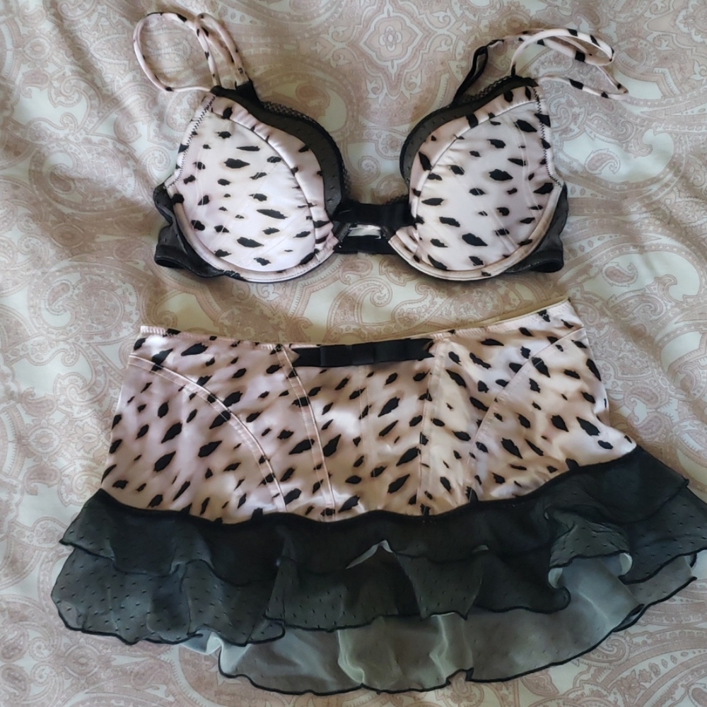 Pink Bra and MiniSlip Faux Girdle Set Boudoir